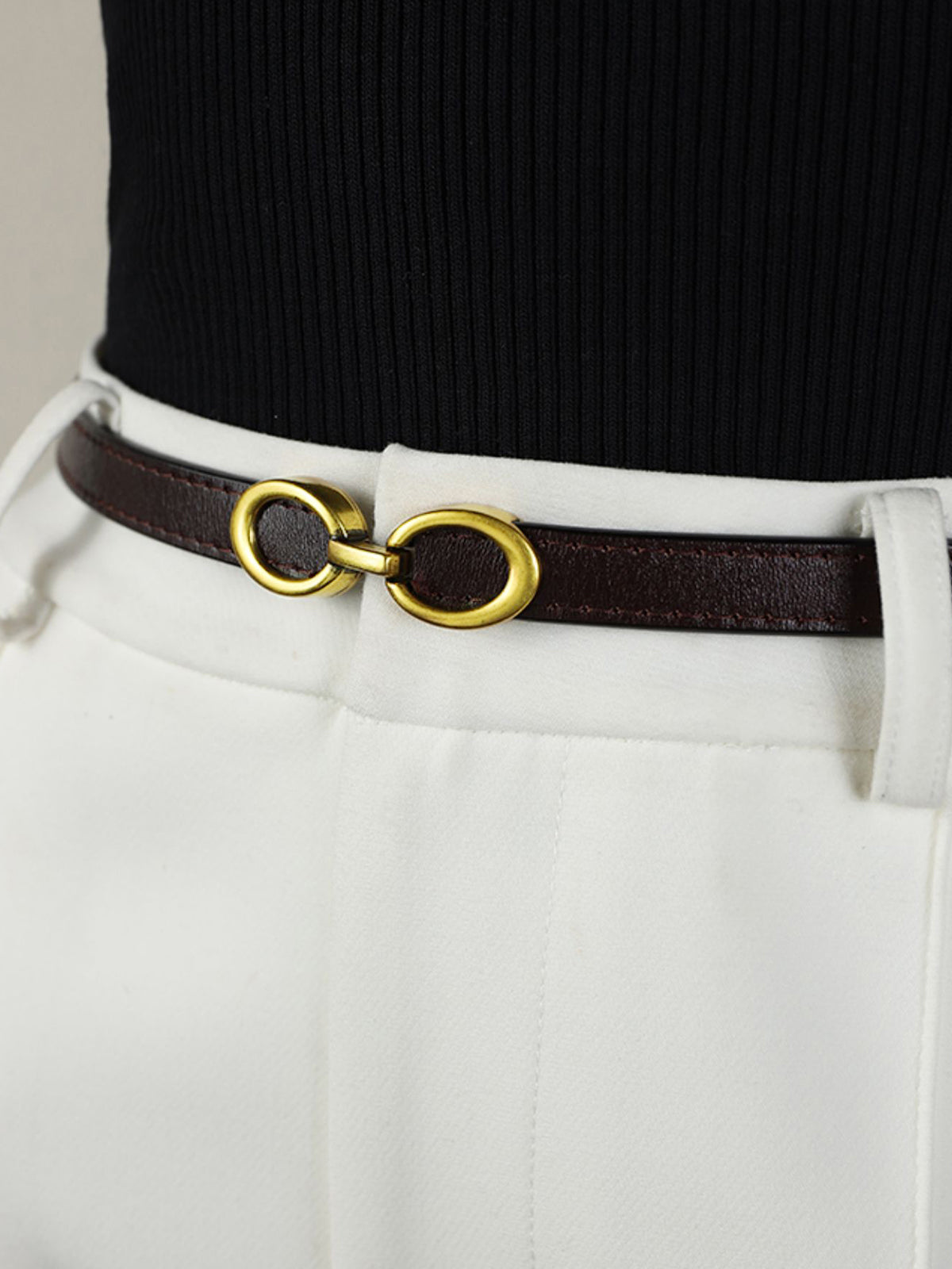 Ceinture Femme Luxe avec Boucle Dorée Élégante 0