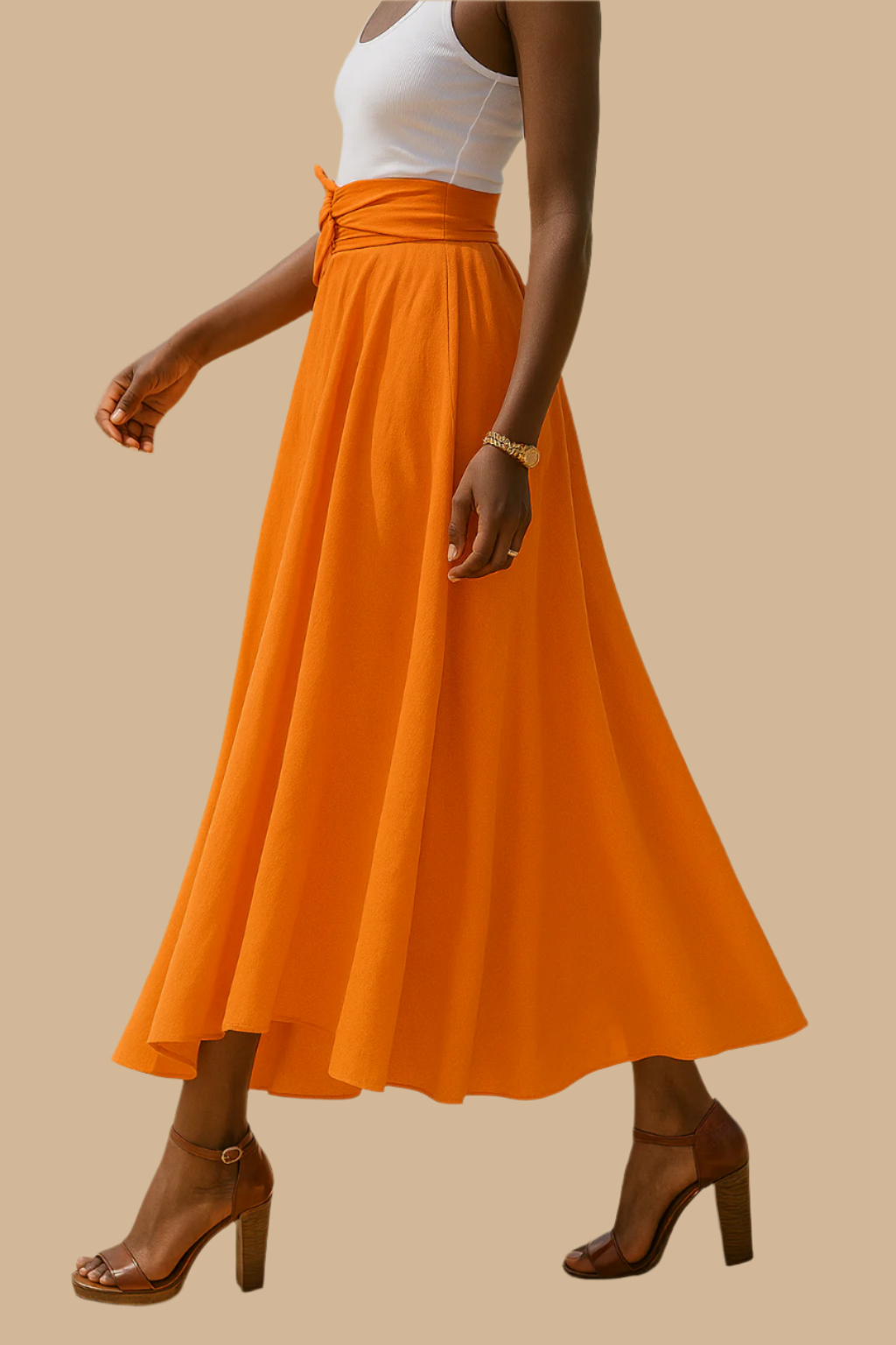Variant image for Jupe Longue Femme Élégante avec Détail de Nœud Flatteur-7
