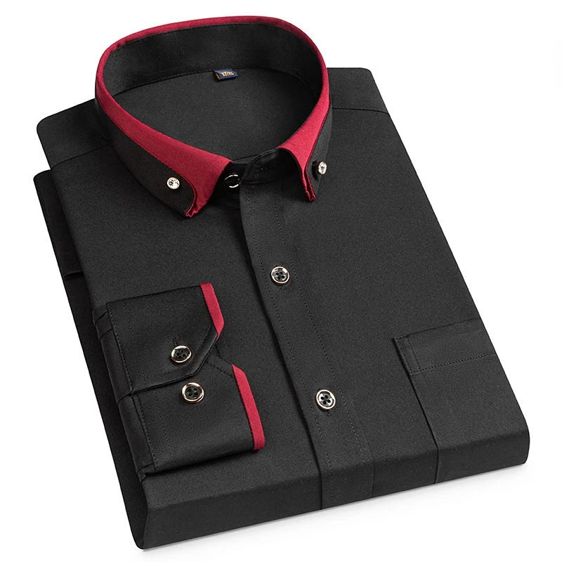 Chemise Extensible Élégante pour Hommes avec Col Montant et Confort Optimal 1