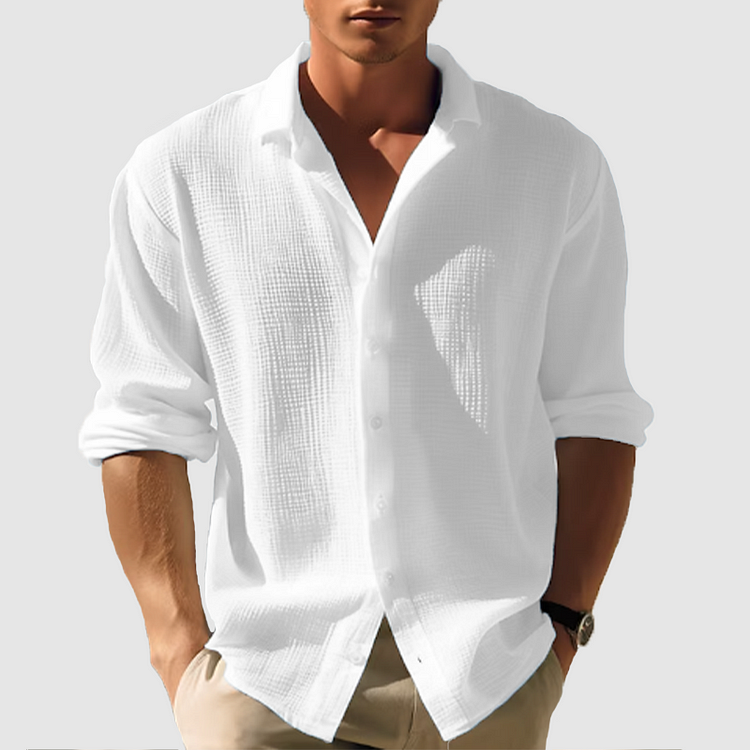 Chemise Homme Décontractée à Manches Longues au Col Élégant 1