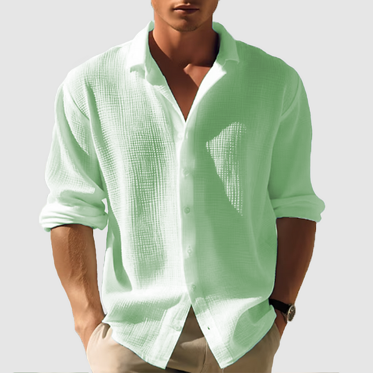 Chemise Homme Décontractée à Manches Longues au Col Élégant 2