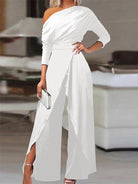 Combinaison Femme Chic Une Épaule avec Design Élégant et Jambes Larges 0