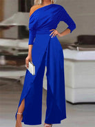Combinaison Femme Chic Une Épaule avec Design Élégant et Jambes Larges 1