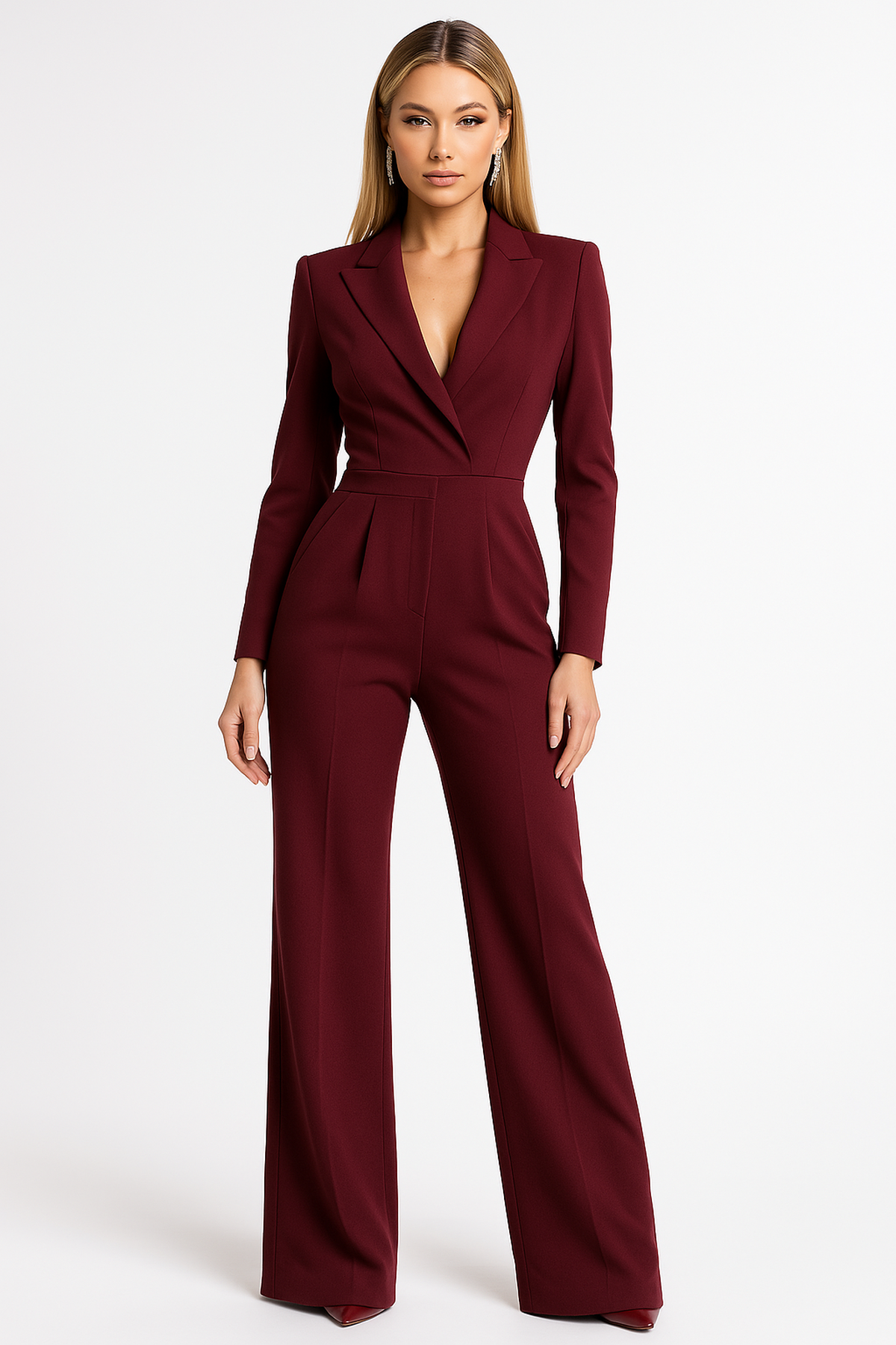 Combinaison Femme Chic à Col en V et Jambes Larges pour un Confort Moderne 0