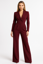 Combinaison Femme Chic à Col en V et Jambes Larges pour un Confort Moderne 0