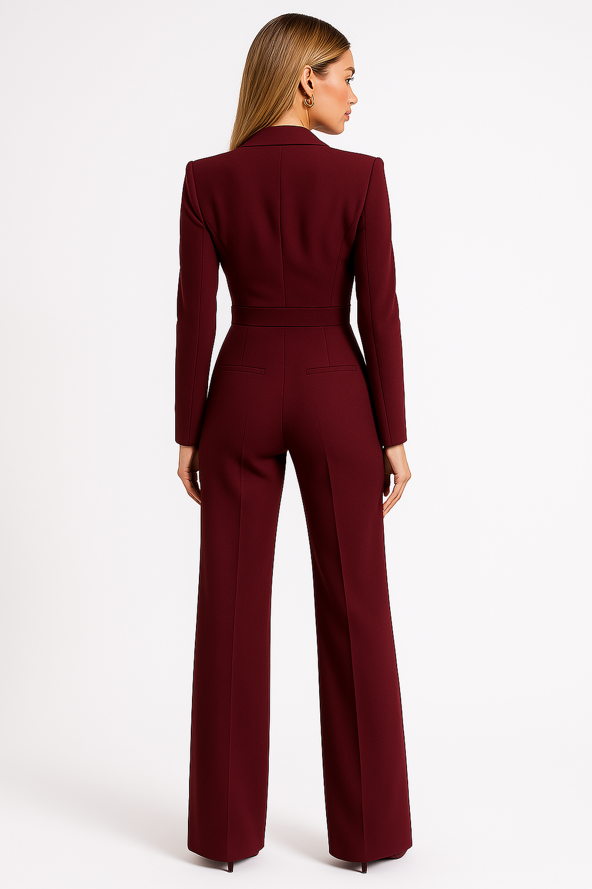 Combinaison Femme Chic à Col en V et Jambes Larges pour un Confort Moderne 1