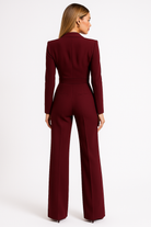 Combinaison Femme Chic à Col en V et Jambes Larges pour un Confort Moderne 1