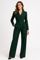 Combinaison Femme Chic à Col en V et Jambes Larges pour un Confort Moderne 4