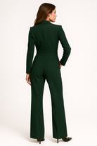 Combinaison Femme Chic à Col en V et Jambes Larges pour un Confort Moderne 5