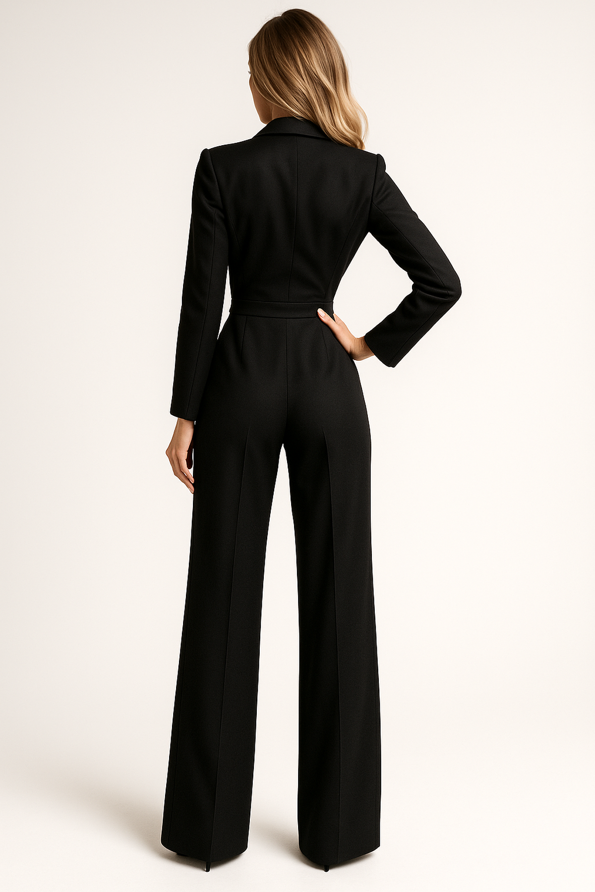 Combinaison Femme Chic à Col en V et Jambes Larges pour un Confort Moderne 8