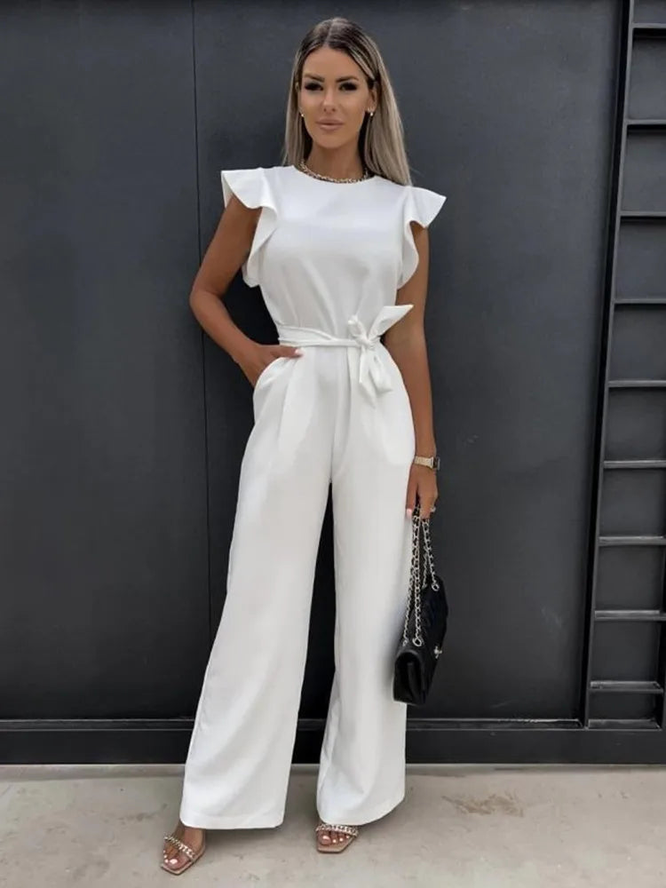 Combinaison Femme Chic à Manches Volantes pour un Style Élégant 2