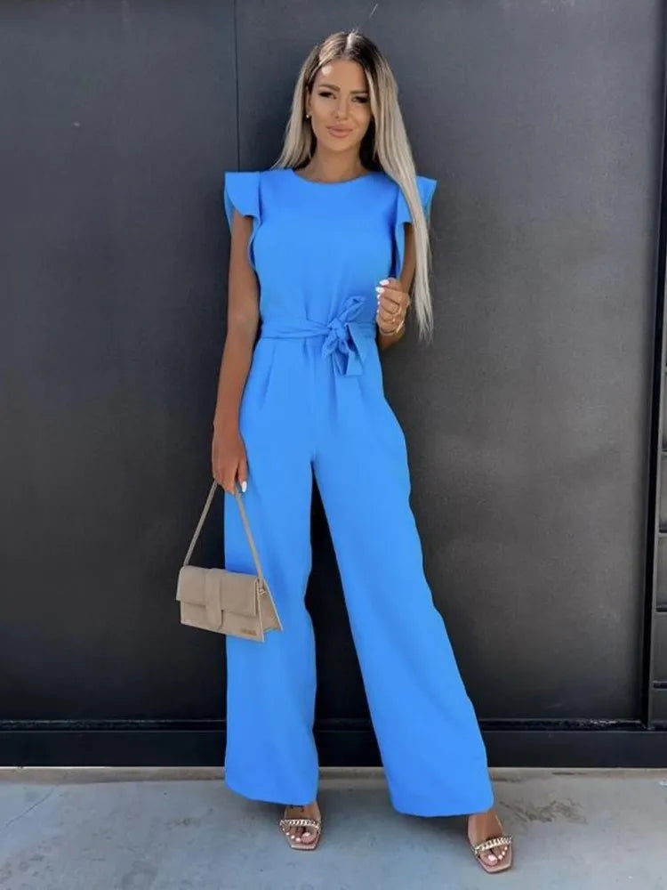 Combinaison Femme Chic à Manches Volantes pour un Style Élégant 3