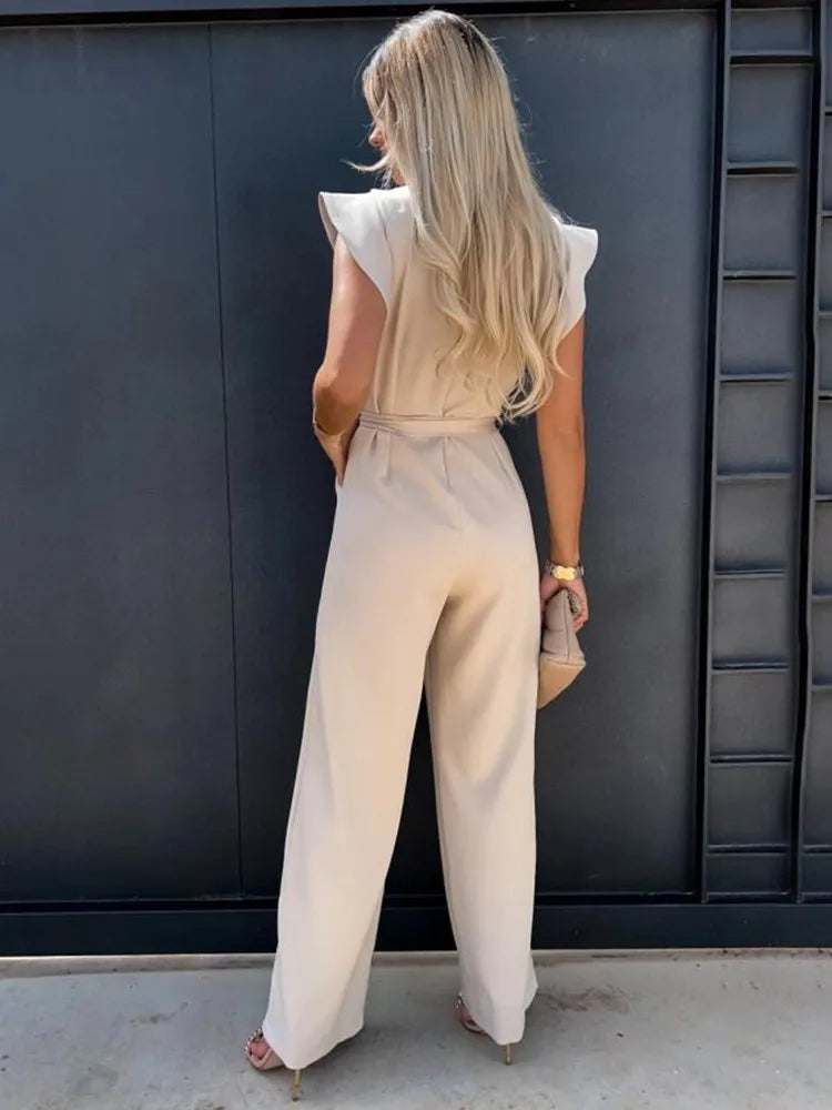 Combinaison Femme Chic à Manches Volantes pour un Style Élégant 4