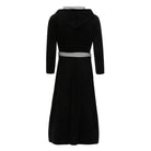 Vue de dos du peignoir Didier pour homme, modèle élégant et confortable en tissu noir avec ceinture et doublure gris clair, présenté sur fond blanc.