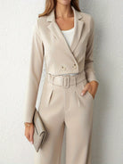 Ensemble Tailleur Femme Élégant avec Pantalon Large Confortable 3