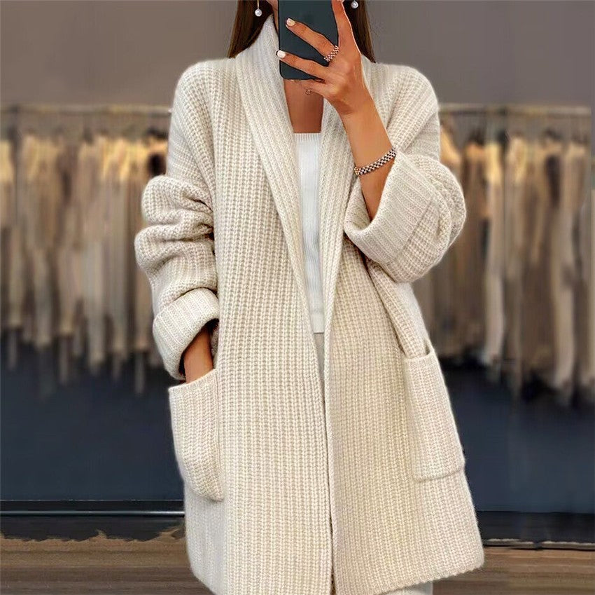 Femmes Cardigan Long – Confort Oversize avec Col en V Élégant 1