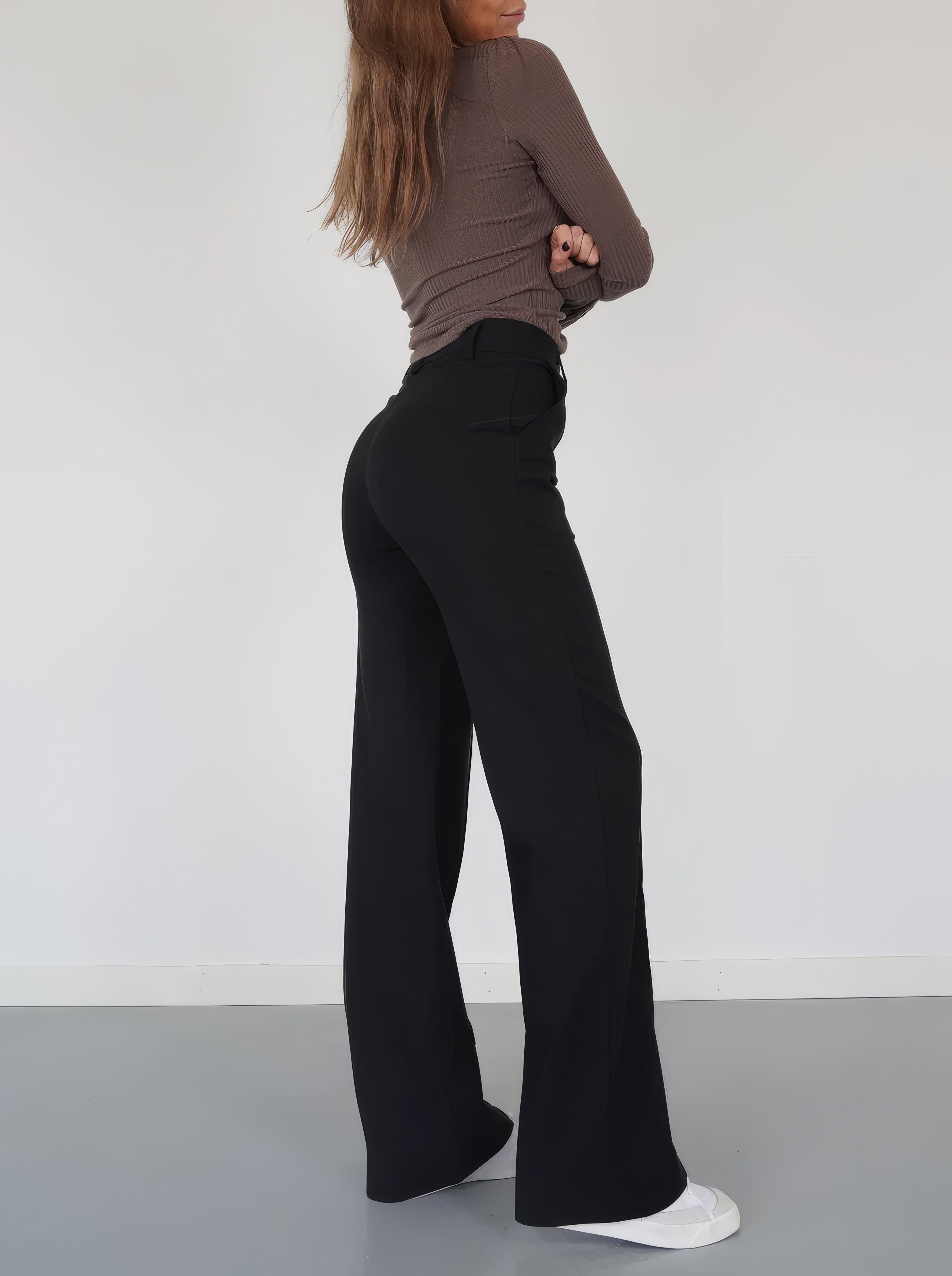 Femmes Pantalon Droit – Taille Haute Élégante pour un Style Professionnel 1