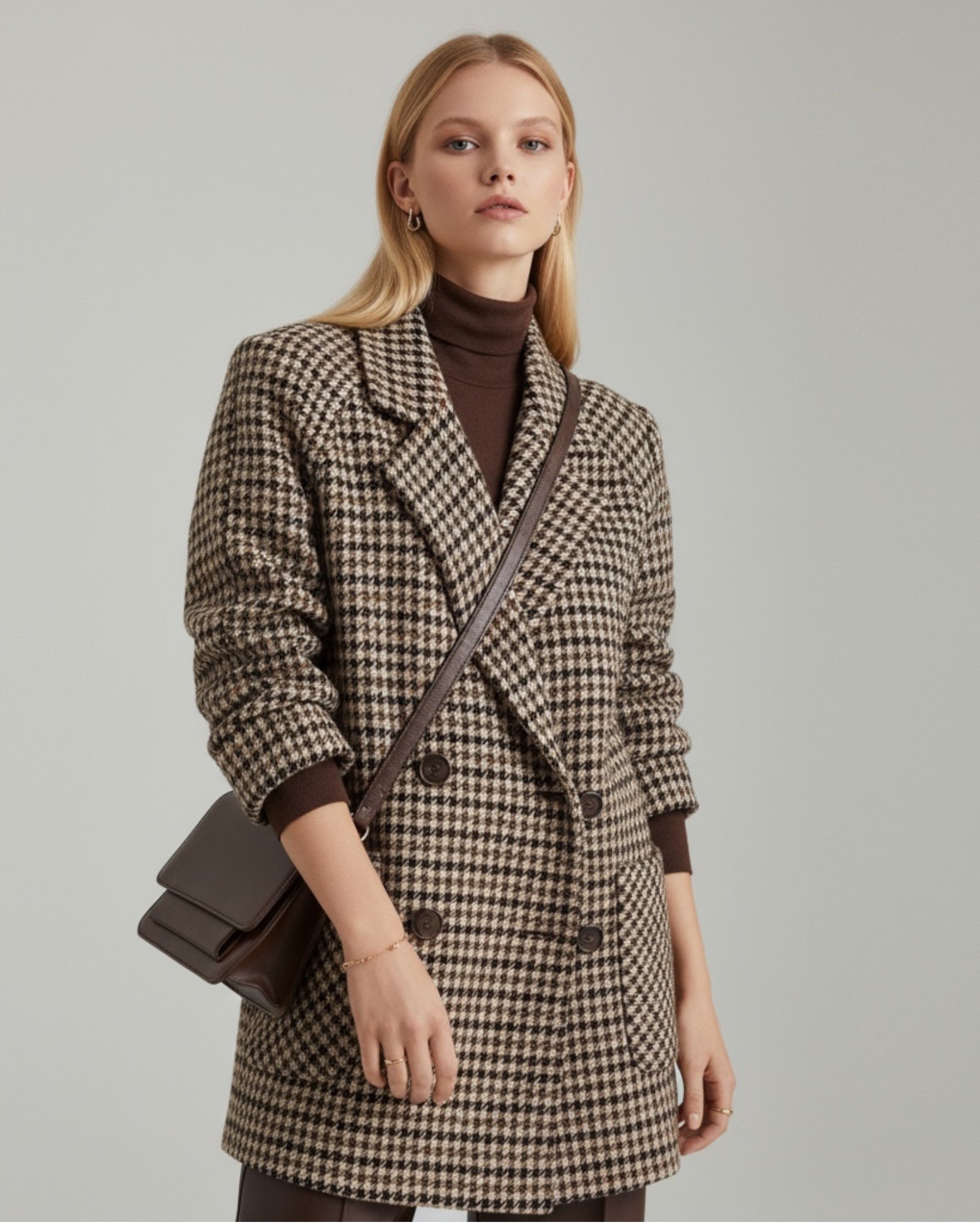 Manteau Blazer Femme – Élégant Motif Pied-de-Poule pour un Style Polyvalent et Confort Optimal 1