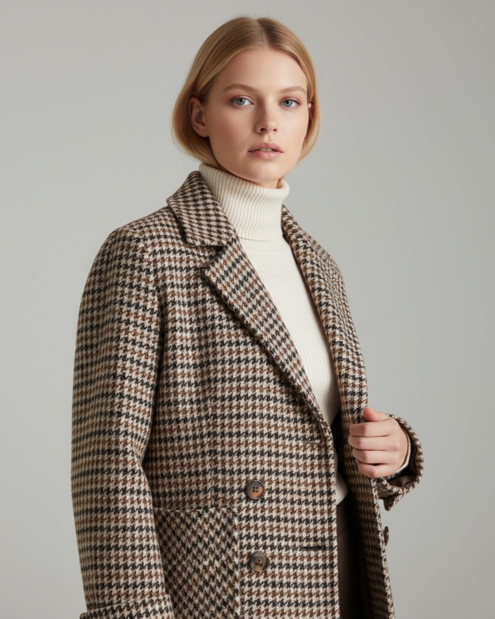 Manteau Blazer Femme – Élégant Motif Pied-de-Poule pour un Style Polyvalent et Confort Optimal 2