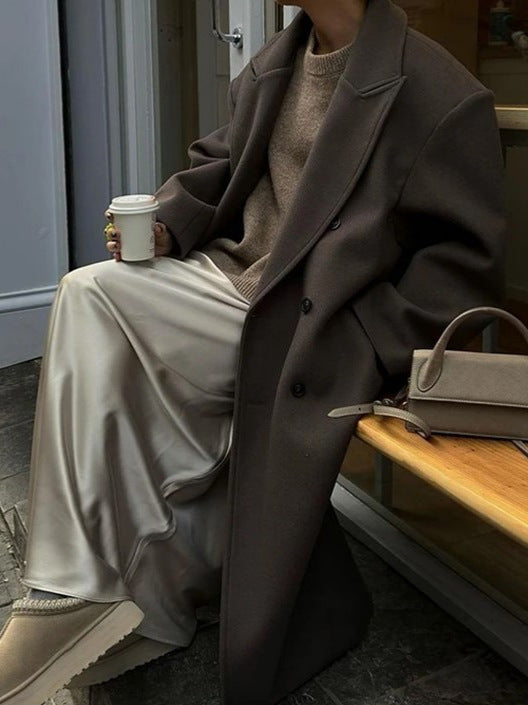 Manteau Hiver Femme Oversize – Élégant Col à Revers et Fente Haute pour un Confort Optimal 0