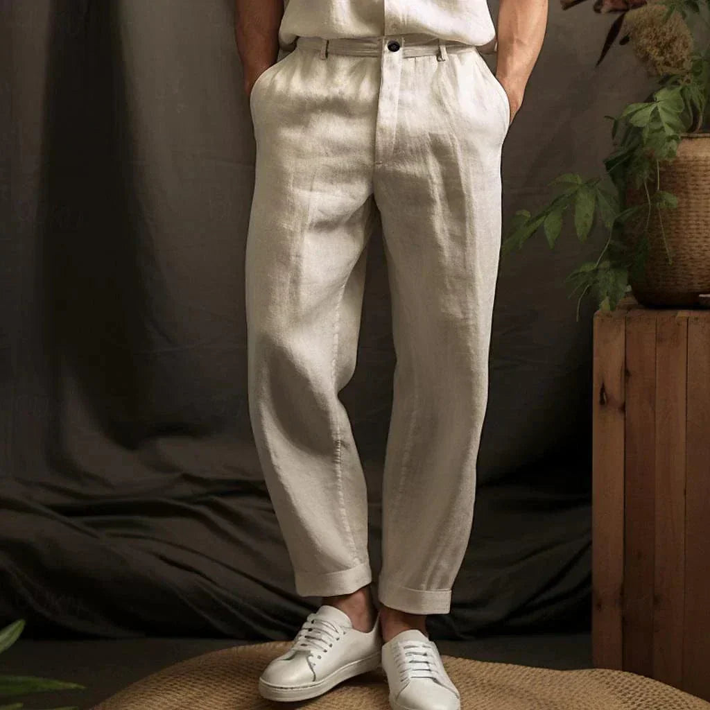 Pantalon Lin Homme Décontracté au Style Aéré et Confort Optimal 0