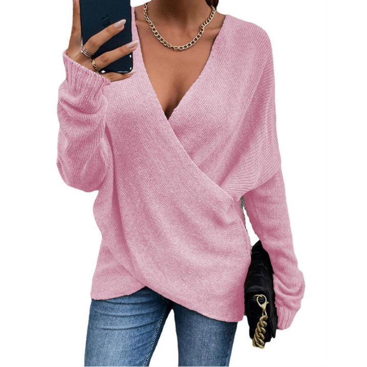 Pull Femme Enveloppant Élégant à Encolure en V pour Confort Quotidien 0