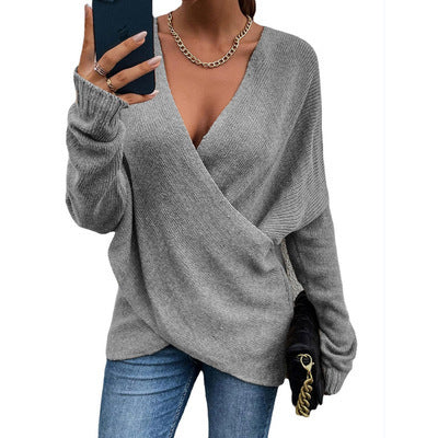 Pull Femme Enveloppant Élégant à Encolure en V pour Confort Quotidien 1