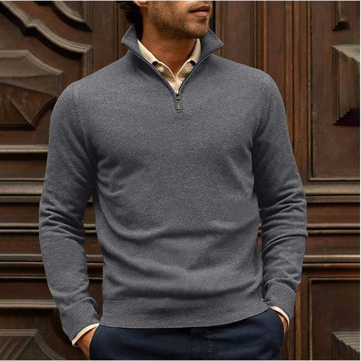 Pull Zip-Up Élégant et Confortable pour Hommes 0