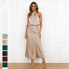 Robe Longue Femme Élégante au Col Haut pour un Style Chic 1