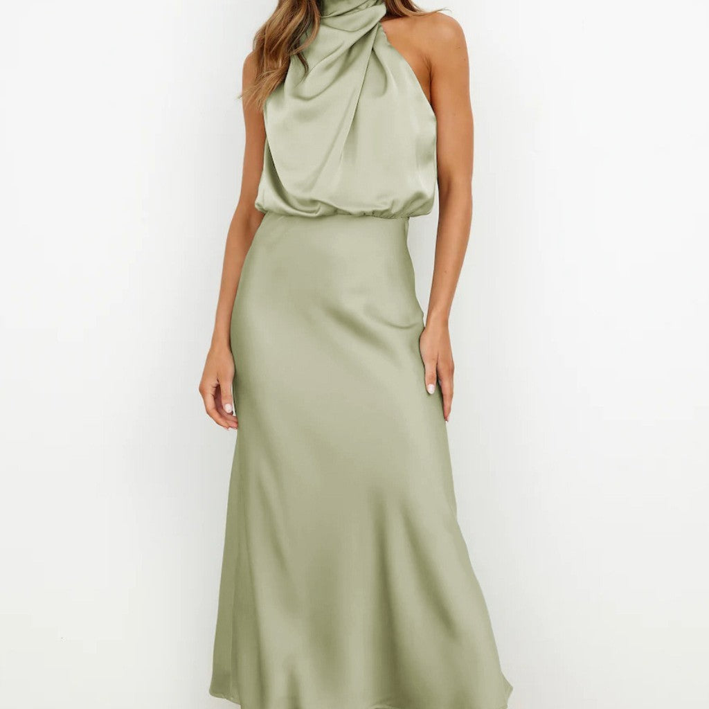 Robe Longue Femme Élégante au Col Haut pour un Style Chic 16