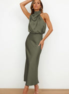 Robe Longue Femme Élégante au Col Haut pour un Style Chic 9