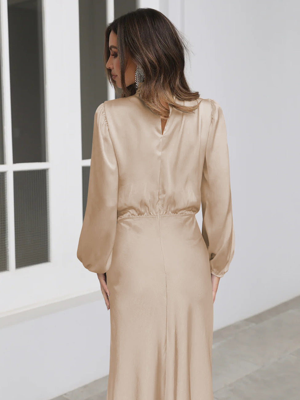 Robe Midi Chic Femme au Col Montant Élégante pour Occasions Spéciales 5