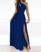 Variant image for Robe Longue Femme Élégante à Une Épaule avec Jupe Fluide-11