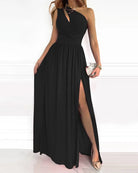 Variant image for Robe Longue Femme Élégante à Une Épaule avec Jupe Fluide-1