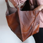 Sac Tote Bag Oversized en Cuir Élégant – Pratique pour Quotidien et Sorties, Intérieur Spacieux, Disponible en Brun, Noir, Jaune 2