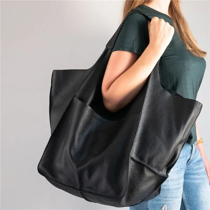 Sac Tote Bag Oversized en Cuir Élégant – Pratique pour Quotidien et Sorties, Intérieur Spacieux, Disponible en Brun, Noir, Jaune 8