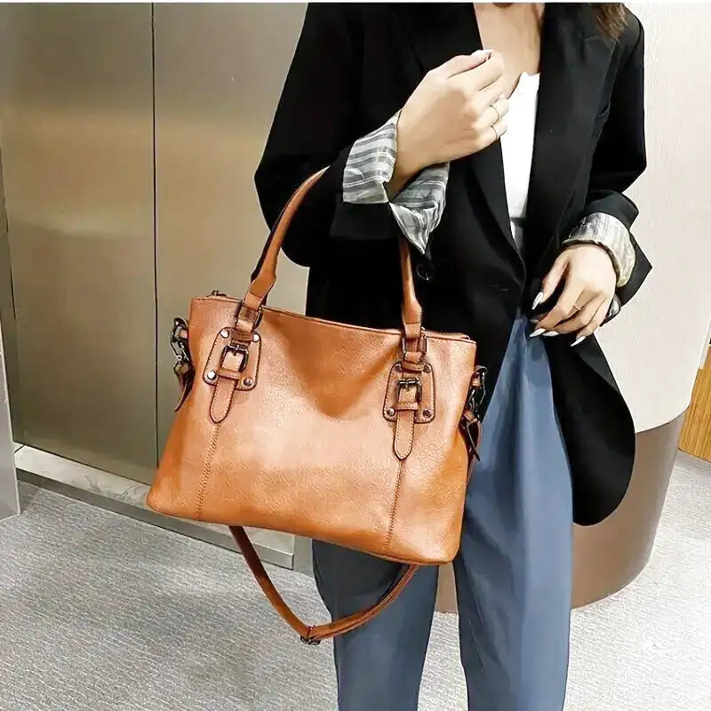 Sac à Main Vintage Femme Grande Capacité avec Bandoulière Réglable en Tissu Doux et Durable 1