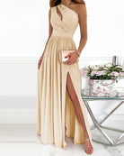 Variant image for Robe Longue Femme Élégante à Une Épaule avec Jupe Fluide-16