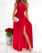 Variant image for Robe Longue Femme Élégante à Une Épaule avec Jupe Fluide-21