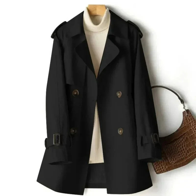 Trench Femme Classique à Double Rang avec Ceinture Ajustable et Style Élégant 0
