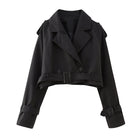 Trench Femme Élégant Court avec Ceinture en Polyester - Disponible en Beige, Kaki, Gris et Noir, Tailles XS à XL 8