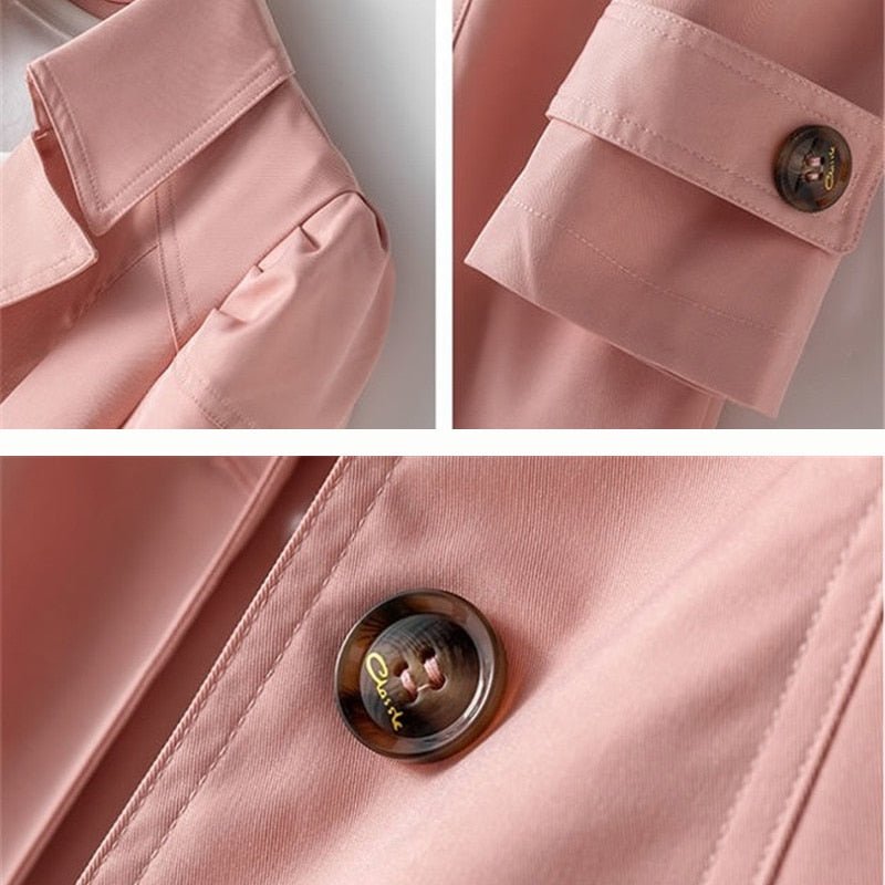 Trenchcoat Femme Élégant et Polyvalent en Beige, Noir, Khaki et Rose – Coupe Classique et Confort Optimal 5