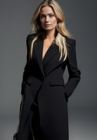 Trenchcoat Long Noir Élégant pour Femmes 0