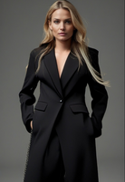 Trenchcoat Long Noir Élégant pour Femmes 1
