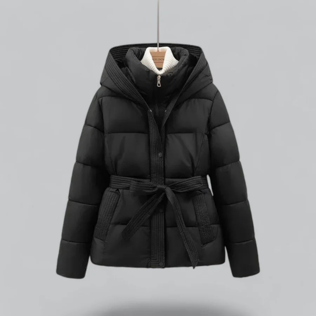 Veste Matelassée Élégante pour Femmes avec Capuche et Ceinture 0