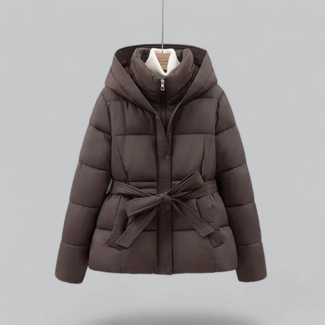 Veste Matelassée Élégante pour Femmes avec Capuche et Ceinture 1