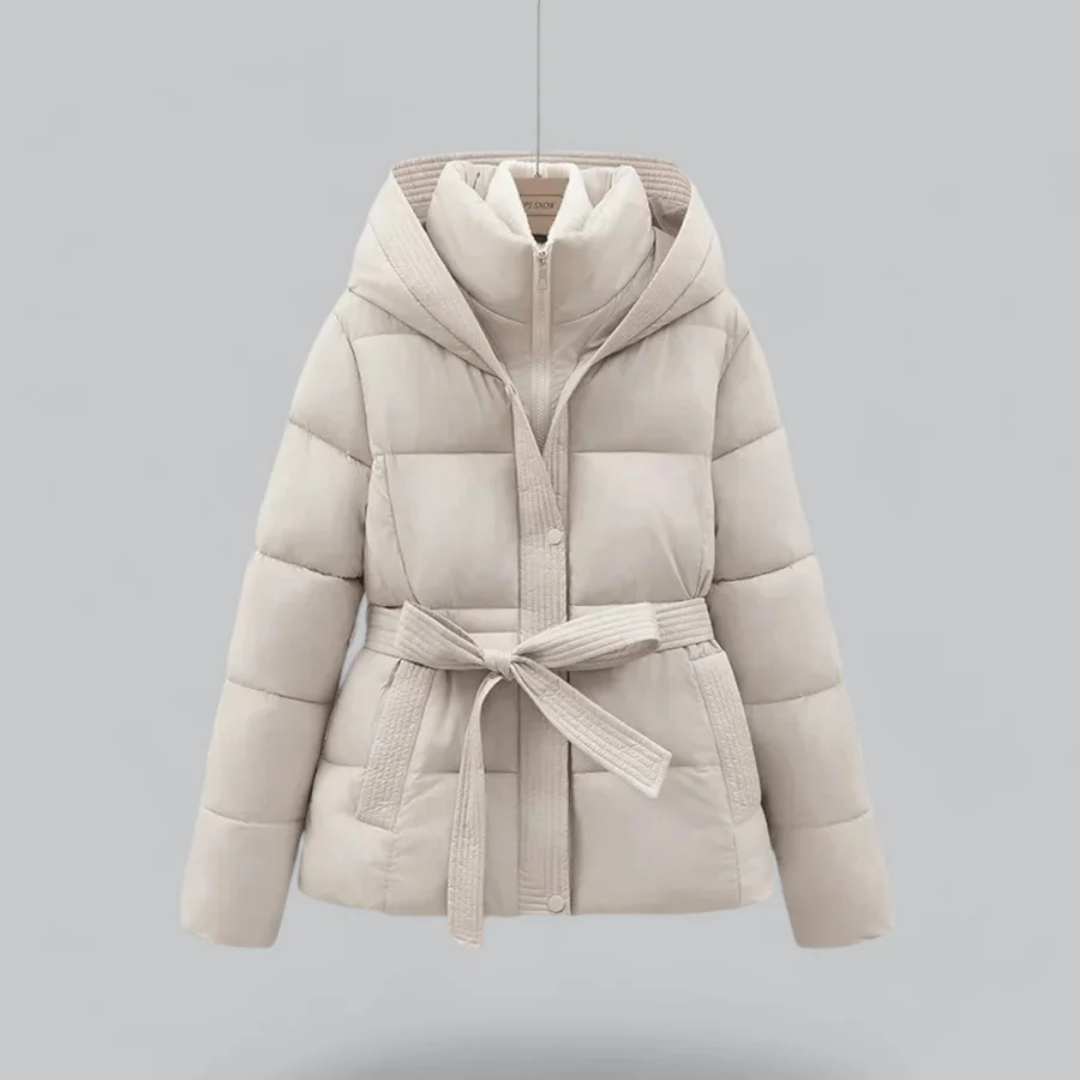 Veste Matelassée Élégante pour Femmes avec Capuche et Ceinture 2