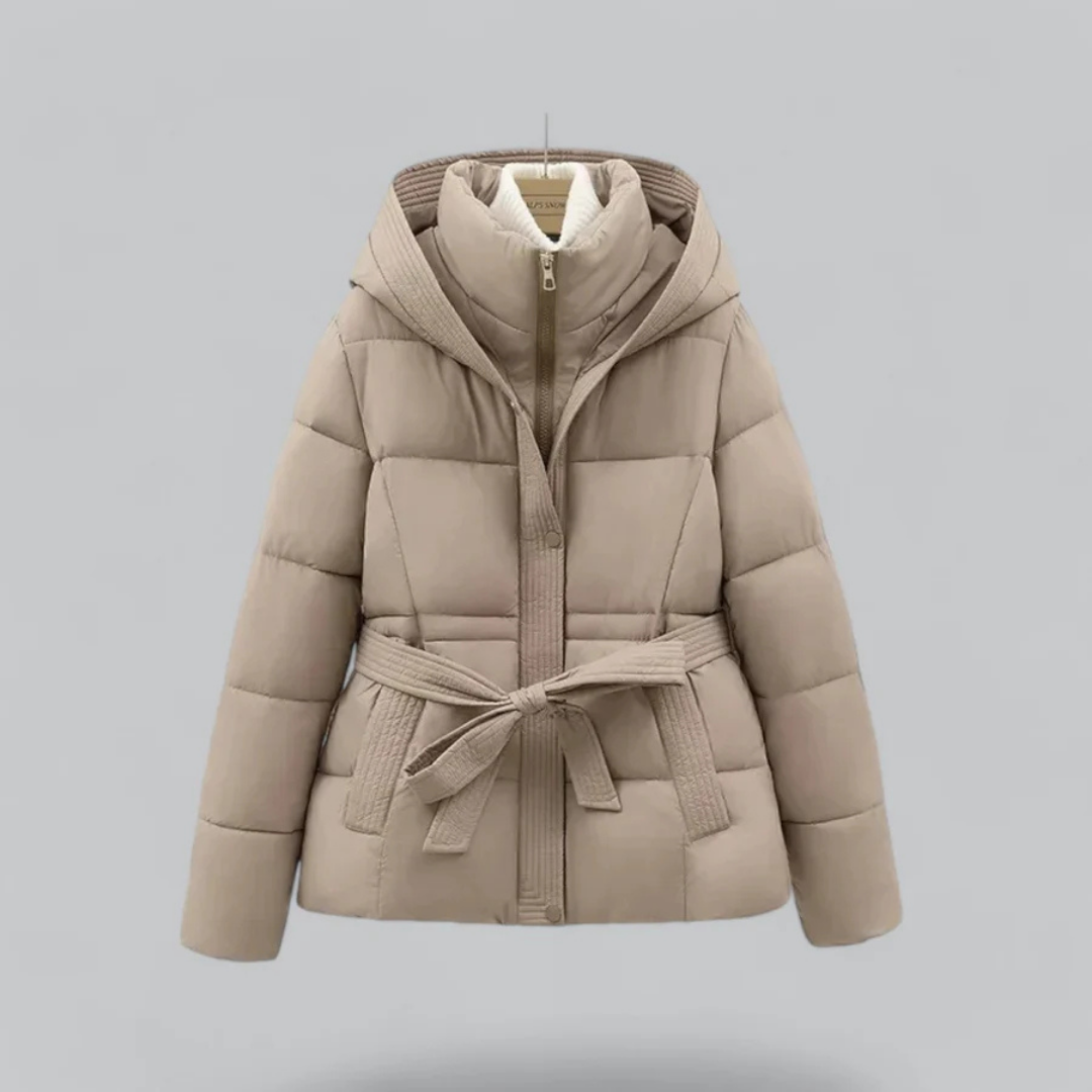 Veste Matelassée Élégante pour Femmes avec Capuche et Ceinture 3