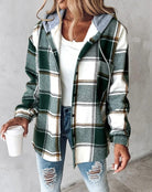 Veste à Capuche Femme à Carreaux Confortable et Stylée pour les Jours Froids 0