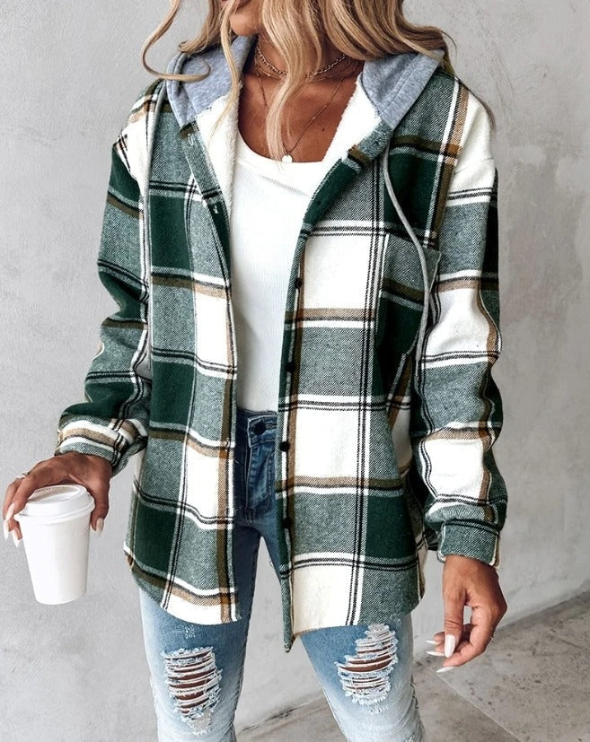 Veste à Capuche Femme à Carreaux Confortable et Stylée pour les Jours Froids 0